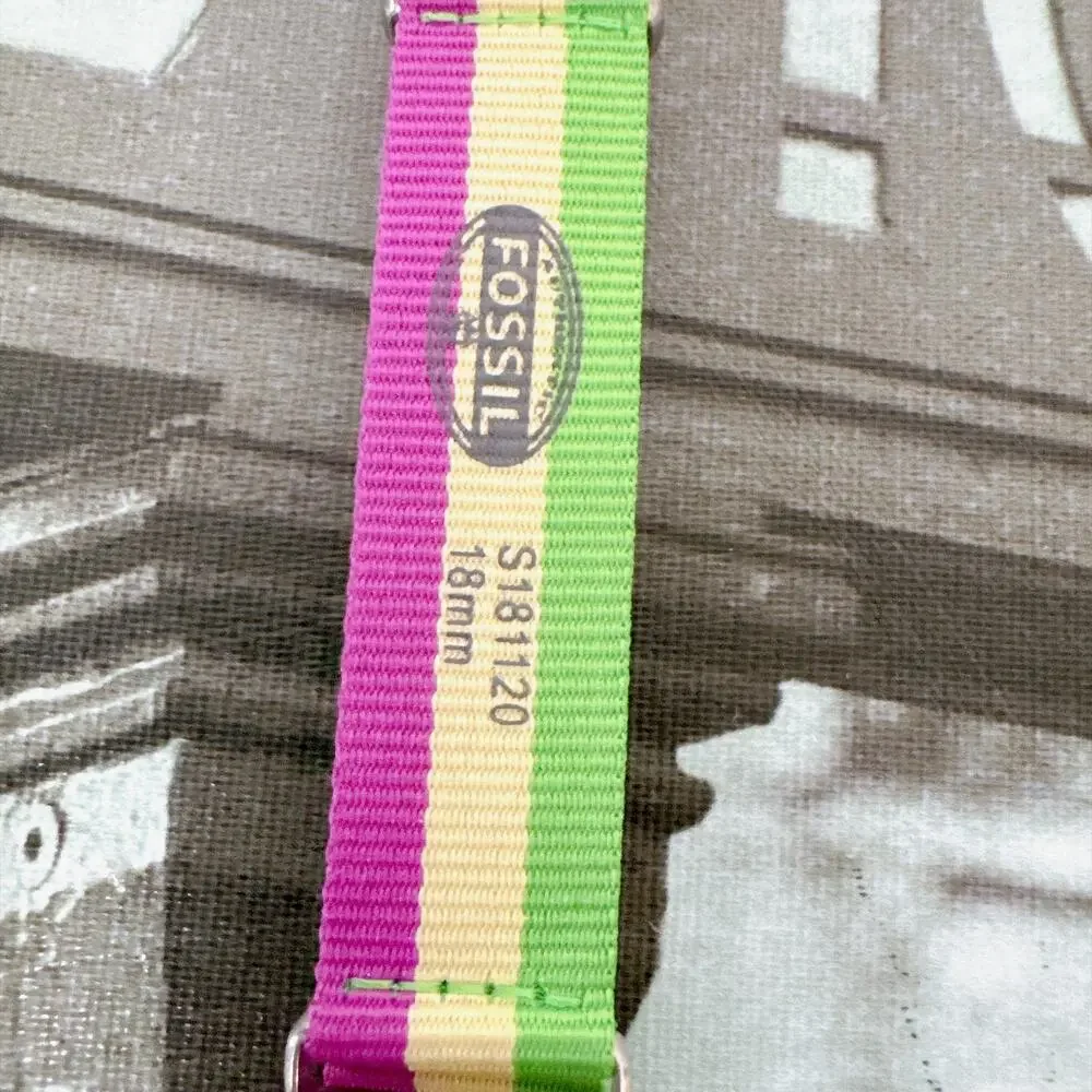 Fossil S181120 Color‑Block Vertical Stripe Nylon Watch Strap